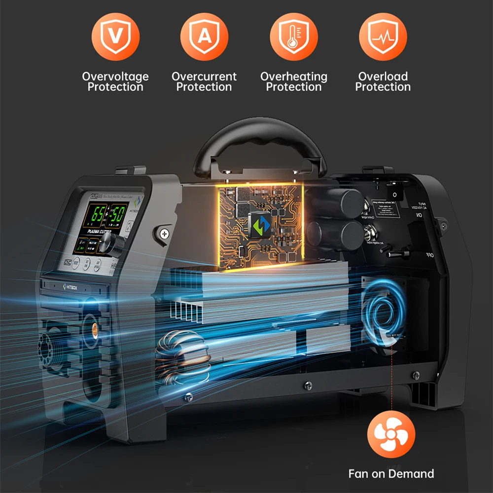 هيتبوكس HBC65 البلازما القاطع غير HF الطيار قوس LED شاشة ديجيتال قطع 1-25 مللي متر الفولاذ المقاوم للصدأ 65A قطع البلازما غير اللمس 2T/4T