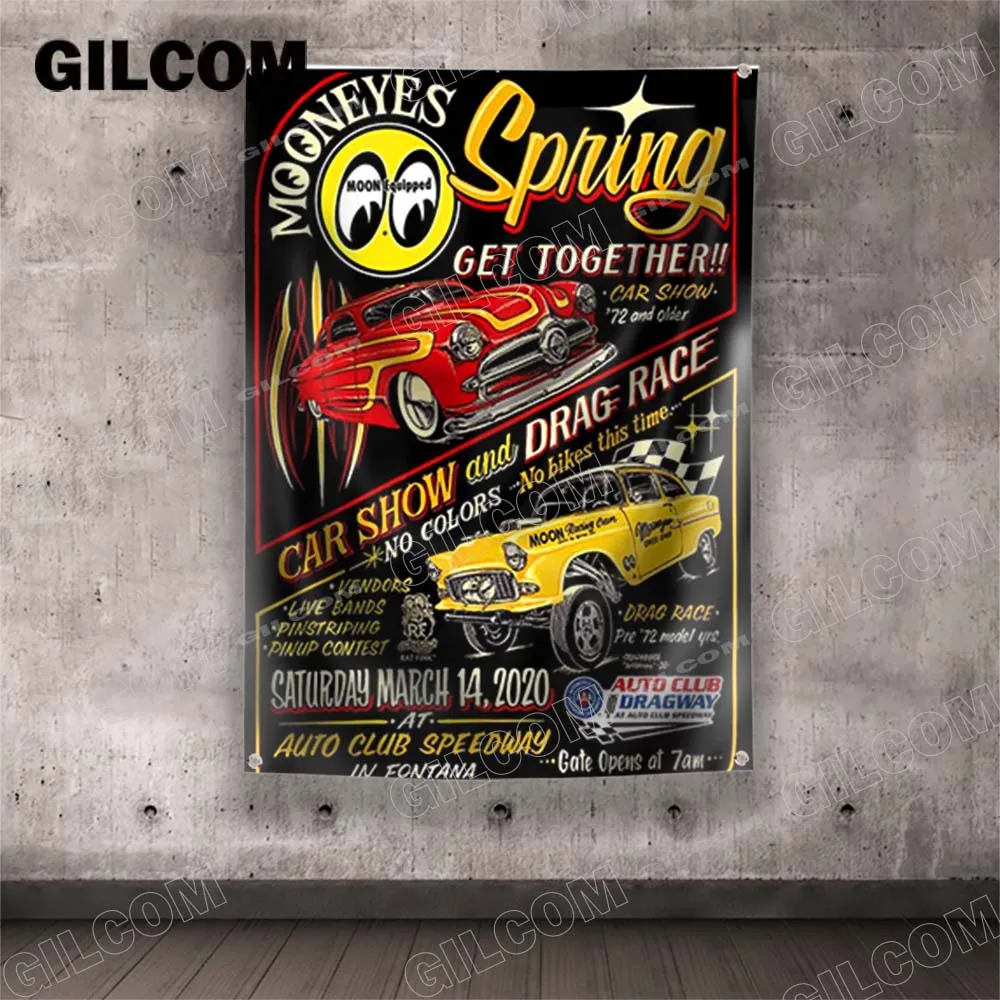 Flag Mr.Horsepower Clay Smith Cams Mooneyes Home Poster Advertise Logo Sport Outdoor Club Digital Printing Banner Brass Grommet