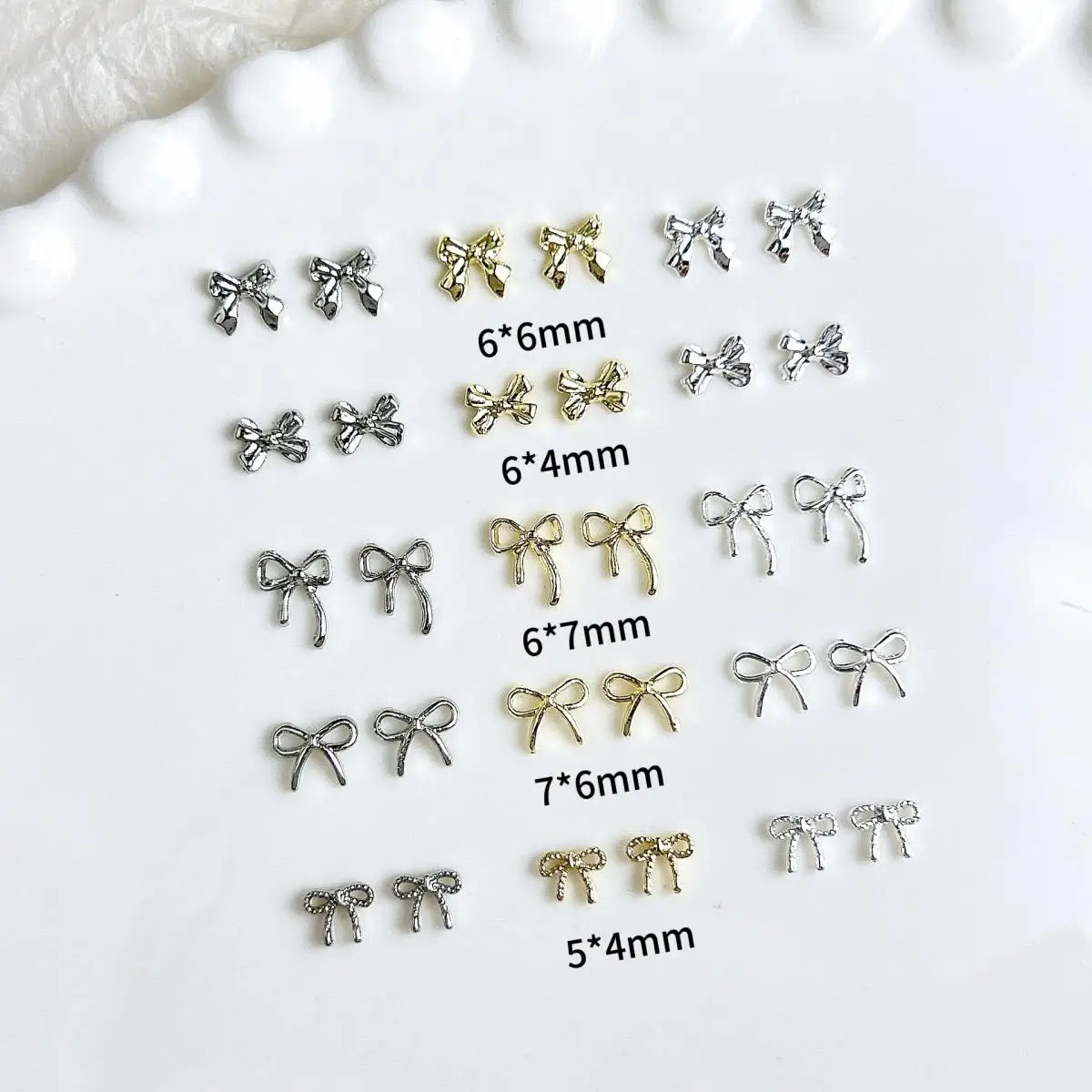 30PCS Light Luxury Ribbon Bows Alloy Nail Charms 3D Hollowed-out Line Bowknots Ties Nail Art Decorations DIY French Style Nails