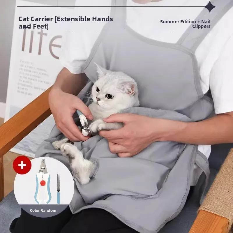  Harn Apron  Carrier Anti-Static Hair Nail Clipper Medicine Feeding Tool for Kittens Pet Supplies  Bapa view 4