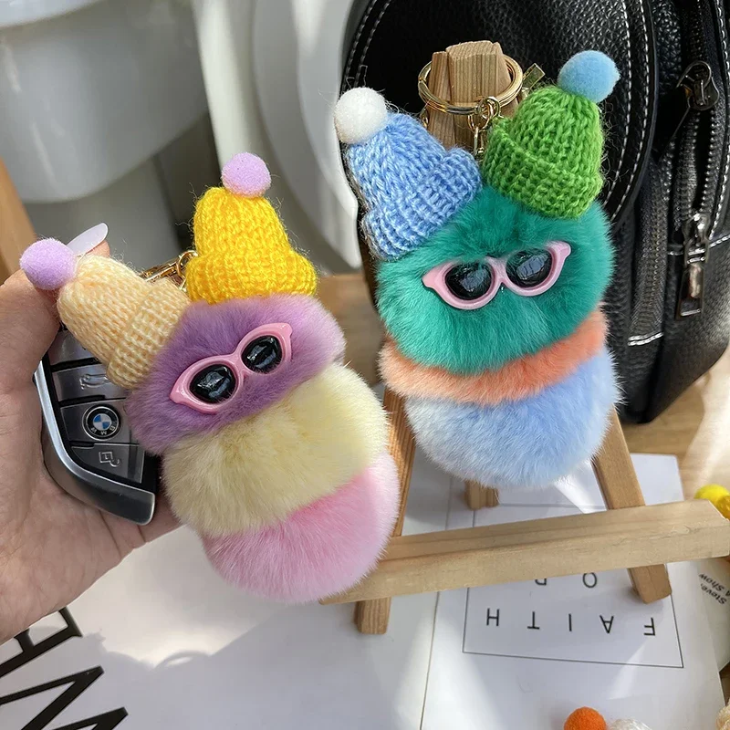 Otter Rabbit Hair Small Pendant, Cute Candy Baby Caterpillar Bag Pendant, Car Keychain Pendant, Doll