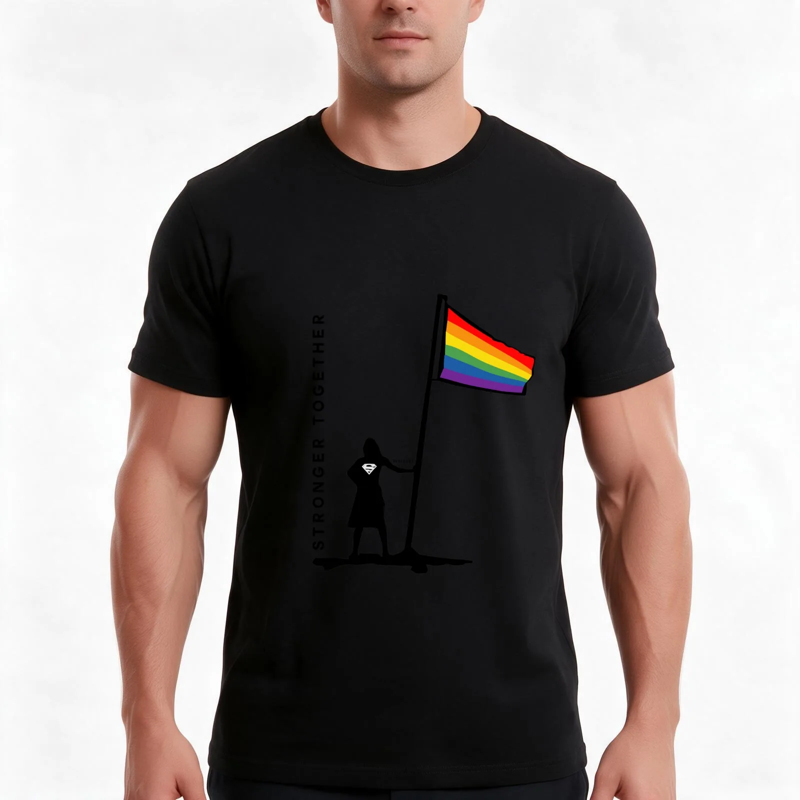 Stronger Together T-Shirt, Summer Casual Cotton Tee, Oversized Streetwear Tops, Vintage Graphic Print, Loose Fit Short Sleeve
