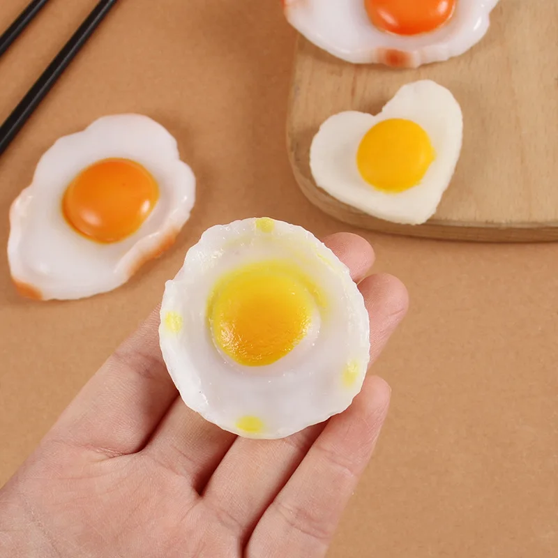 Fake Eggs Food Poached Egg Omelette Simulation Refrigerator Stickers Toy Breakfast Kitchen Decoration Home Decor Artificial Food