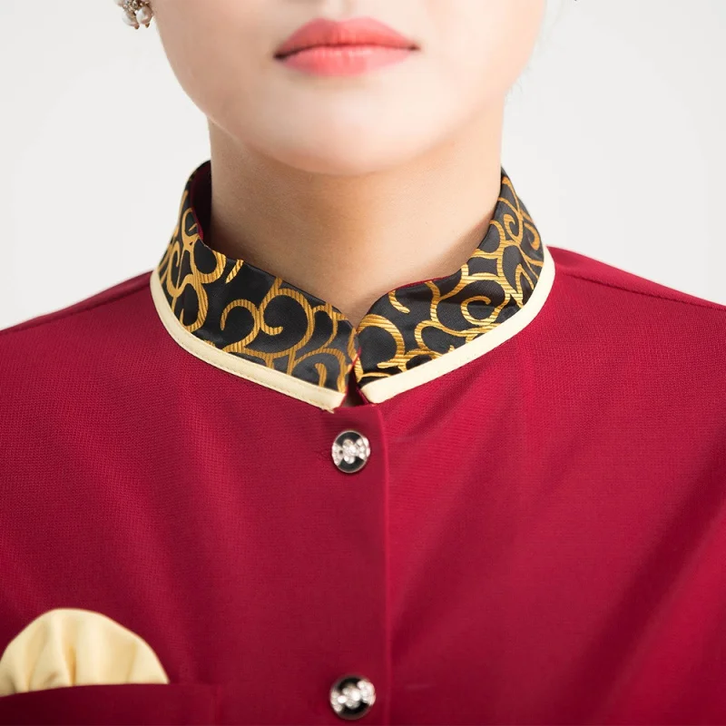 Long Sleeve Hotel Work Clothes, Tea House, Garçom, Catering, Outono e Inverno Restaurant Clothing List