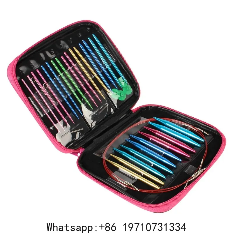 

Circular Knitting Set 26 Pcs Interchangeable Crochet Needles For Crochet Yarn Knitting Accessories Kit For Beginner Gift