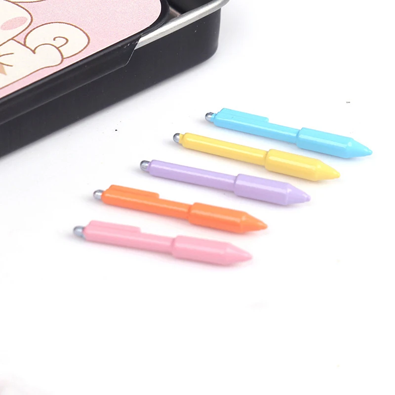 5Pcs 1/12 Dollhouse Simulation Ballpoint Pen Set Dollhouse Mini Study Decoration Dolls House School Stationery Accessories