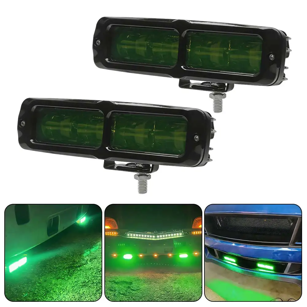 

2Pc 6Inch Led Work Light Bar Dc 10V-30V For Atv/Utv Boat Household Uses Waterproof Light With Mounting Accessories Pc Green Lens