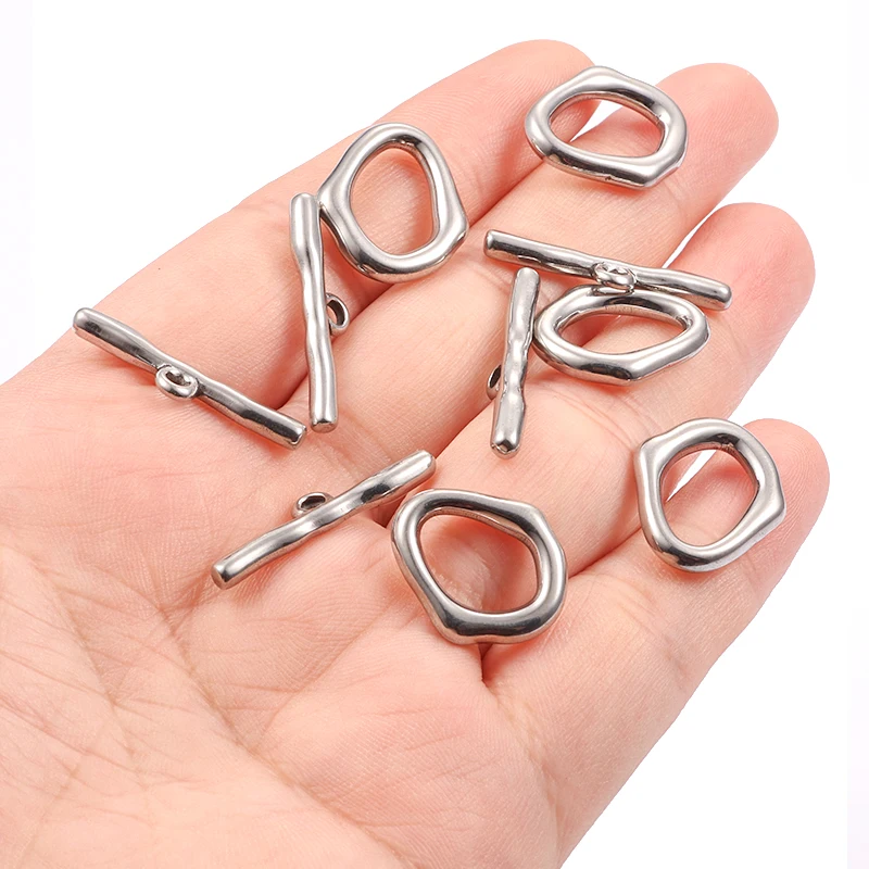 3/10Set Stainless Steel Integrated Oddly Shaped OT Clasp For Jewelry Making Supplies DIY Necklace Bracelet Shining Accessorie