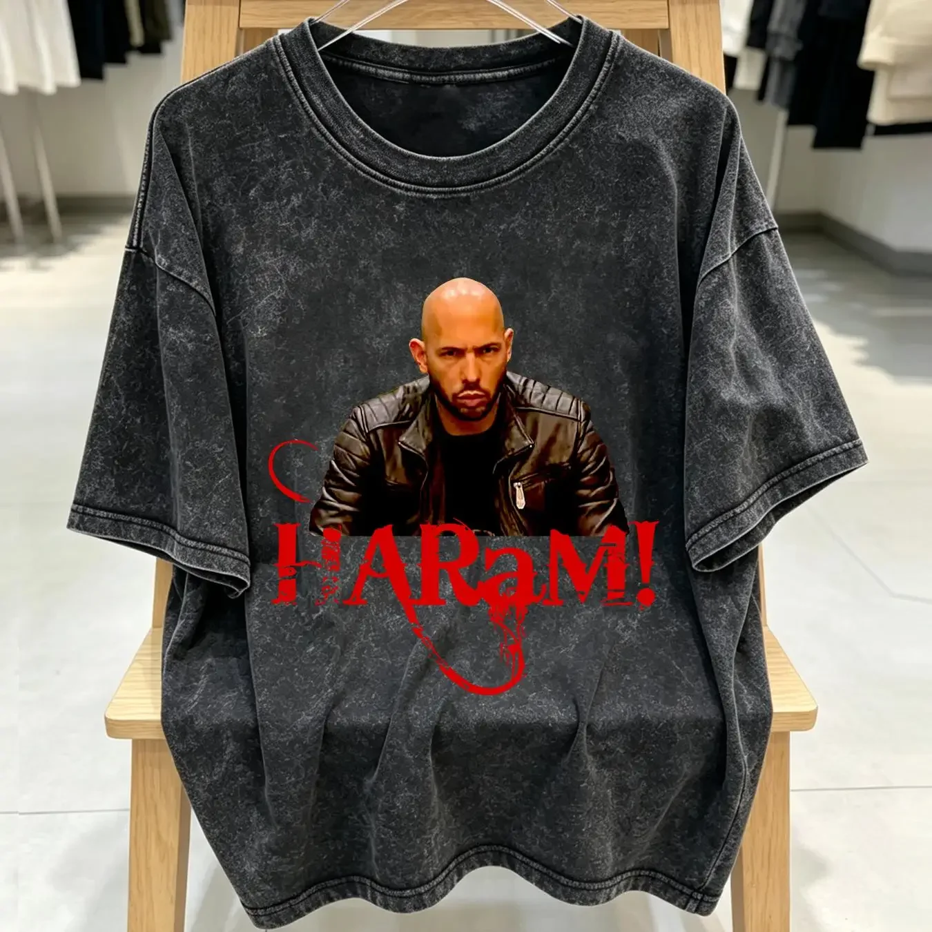 washed T Shirt New Rare Andrew Tate Haram  Black All Size WS472 vintage Washed Comfortable homme fashion graphic