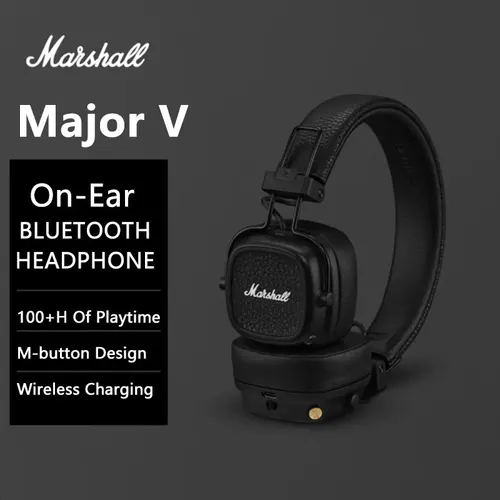 Marshall Major V 5 Auriculares inalámbricos Bluetooth con micrófono Auriculares retro pop rock plegables Compatible con la aplicación Bluetooth Marshall