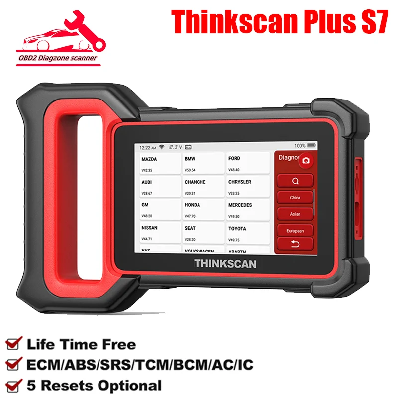 THINKCAR Thinkscan Plus S7 OBD2 Scanner ABS Airbag Transmission BCM Diagnosis Code Reader 28 Reset Car Diagnostic Tools