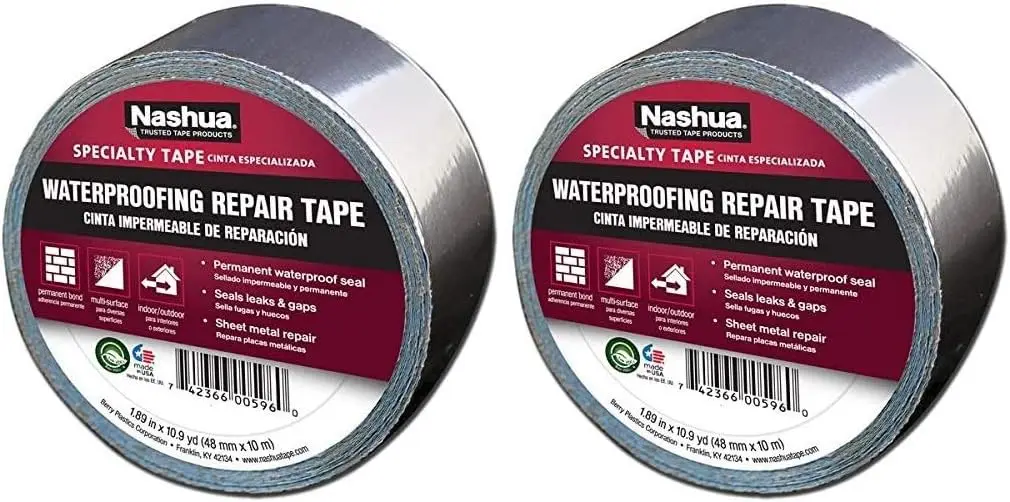 Nashua 361-11 Foil Tape for Waterproofing Repair, 11 mil Thick, 10 m Length, 48 mm Width, Aluminum (4)