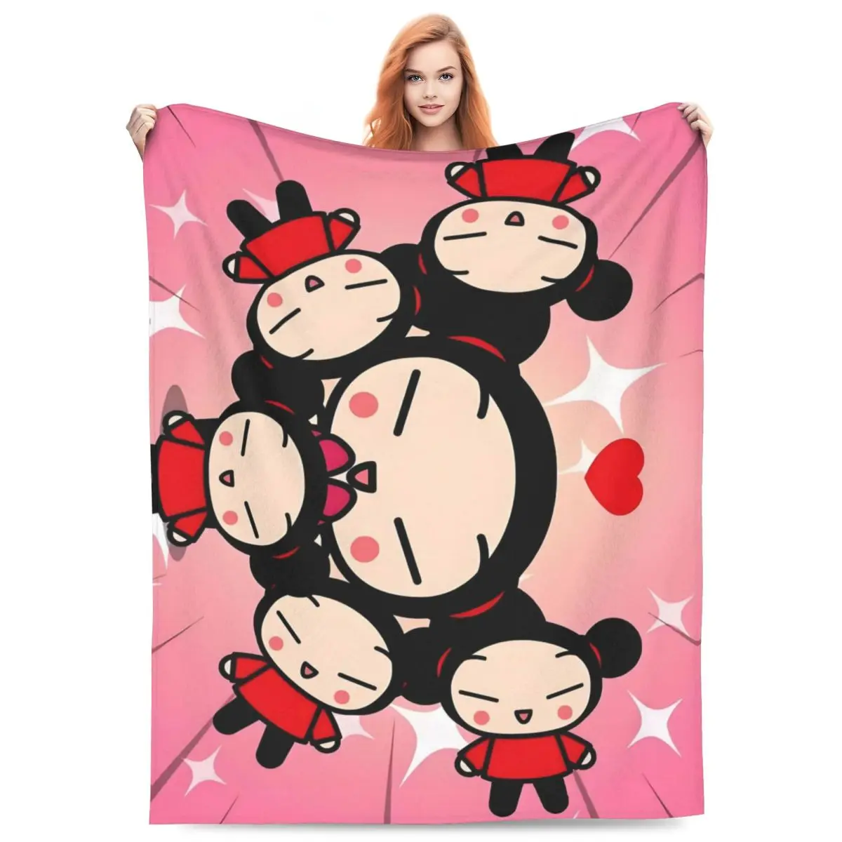 Custom Ultra-Soft Fleece Cute Cartoon P-Pucca Film Throw Blanket Warm Flannel Blankets for Bed Office Couch Bedspreads