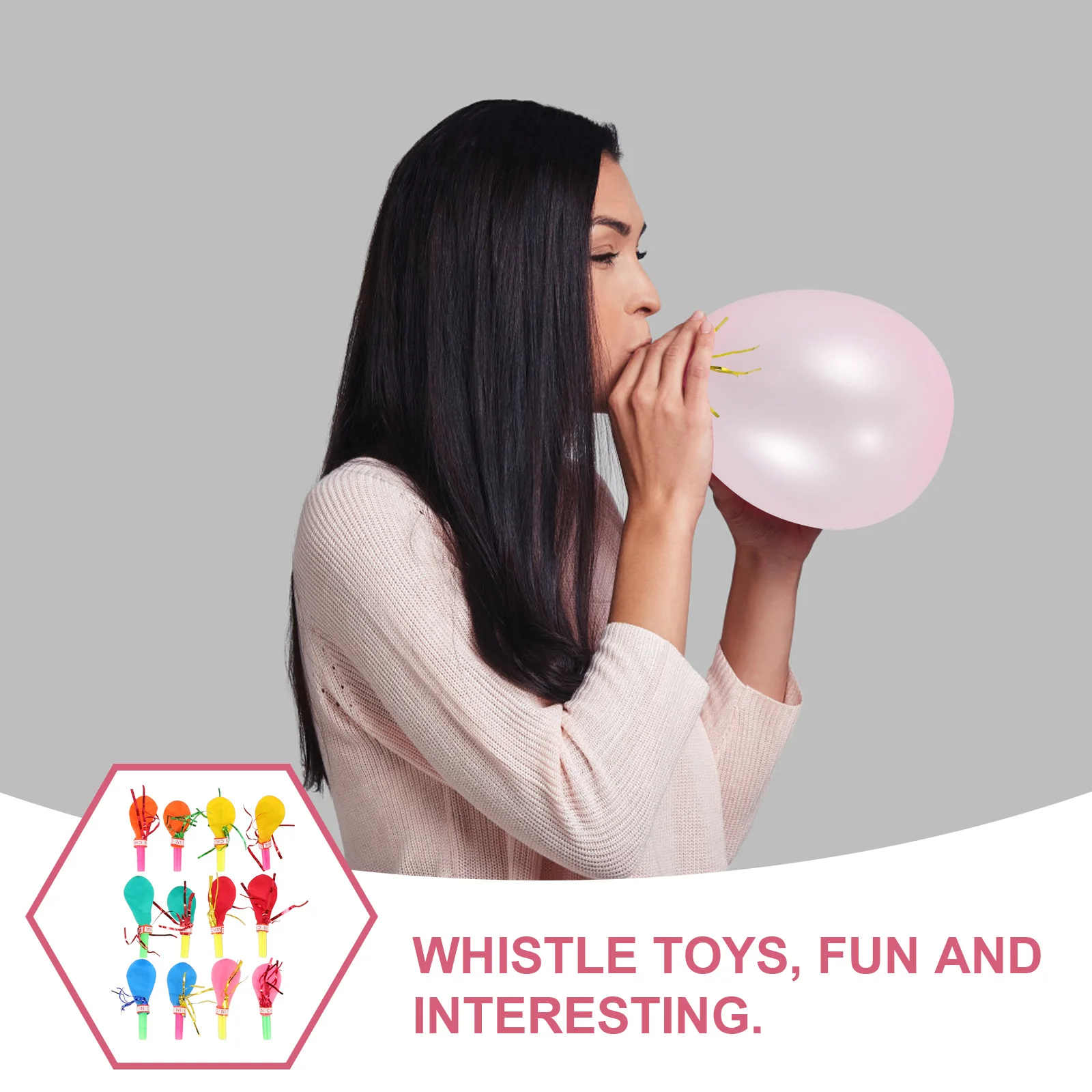 

30Pcs Noisemaker Balloon Whistles Metallic Fringed Glitter Party Favor Blowouts Christmas Birthday Halloween