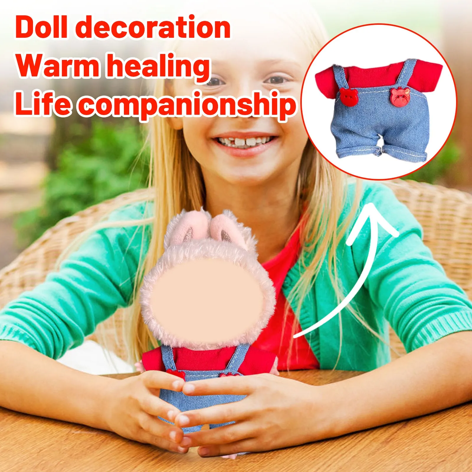 Roter Riemen Hosen Set Puppenkleidung Set für Labububu 17 cm Plüschpuppenzubehör Mädchenspielzeug Geburtstags- und Weihnachtsgeschenke