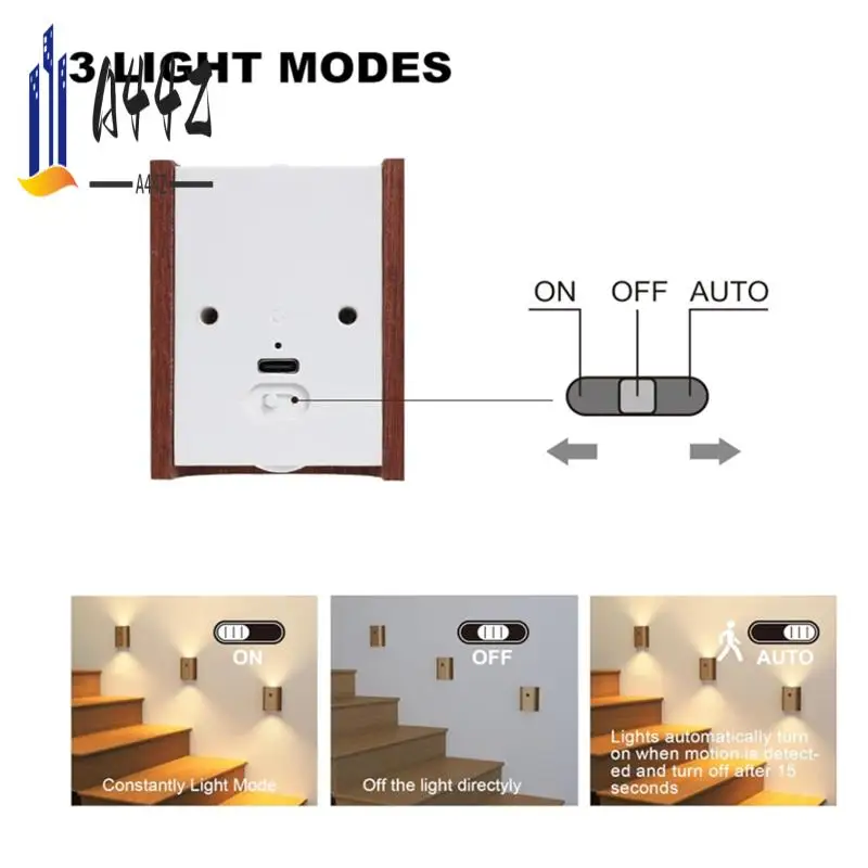 a44z-2pcs-wooden-led-wall-lamp-human-body-sensing-infrared-night-light-usb-charging-cabinet-wardrobe-lamp