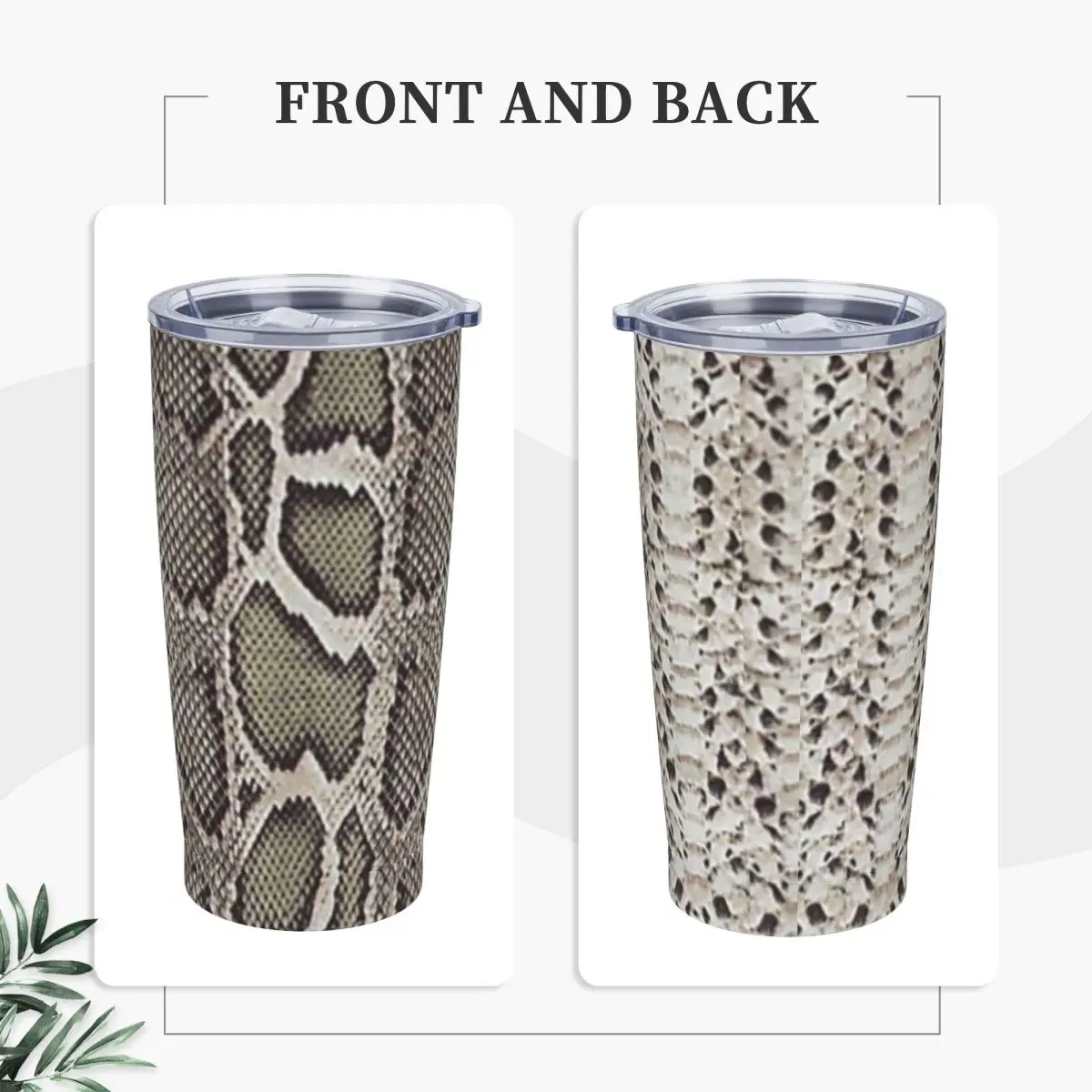 Faux Boa Snakeskin Tumbler Animal Skin Hot Drinks Water Bottle Heat Preservation Stainless Steel Thermal Cups Driving Car Mugs