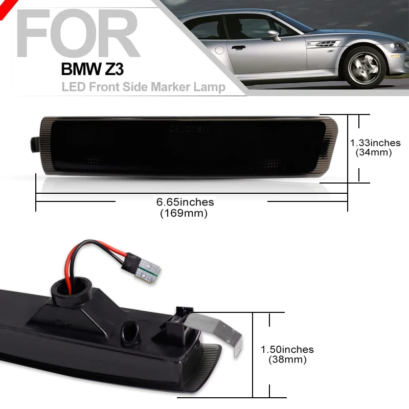 IJDM Voor BMW Z3 M Roadster Coupe 1997-2002 Convertible 1996-2002 Wit Front LED Zijmarkeringslichten Auto Spatbord Flare Lampen