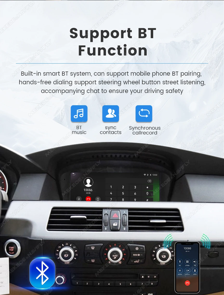 MEKEDE Autoradio für BMW 3er 5er Serie E60 E61 E63 E64 E90 E91 E92 E93 CIC CCC GPS Navigation Carplay Android Auto Multimedia-Einheit – Detail 21