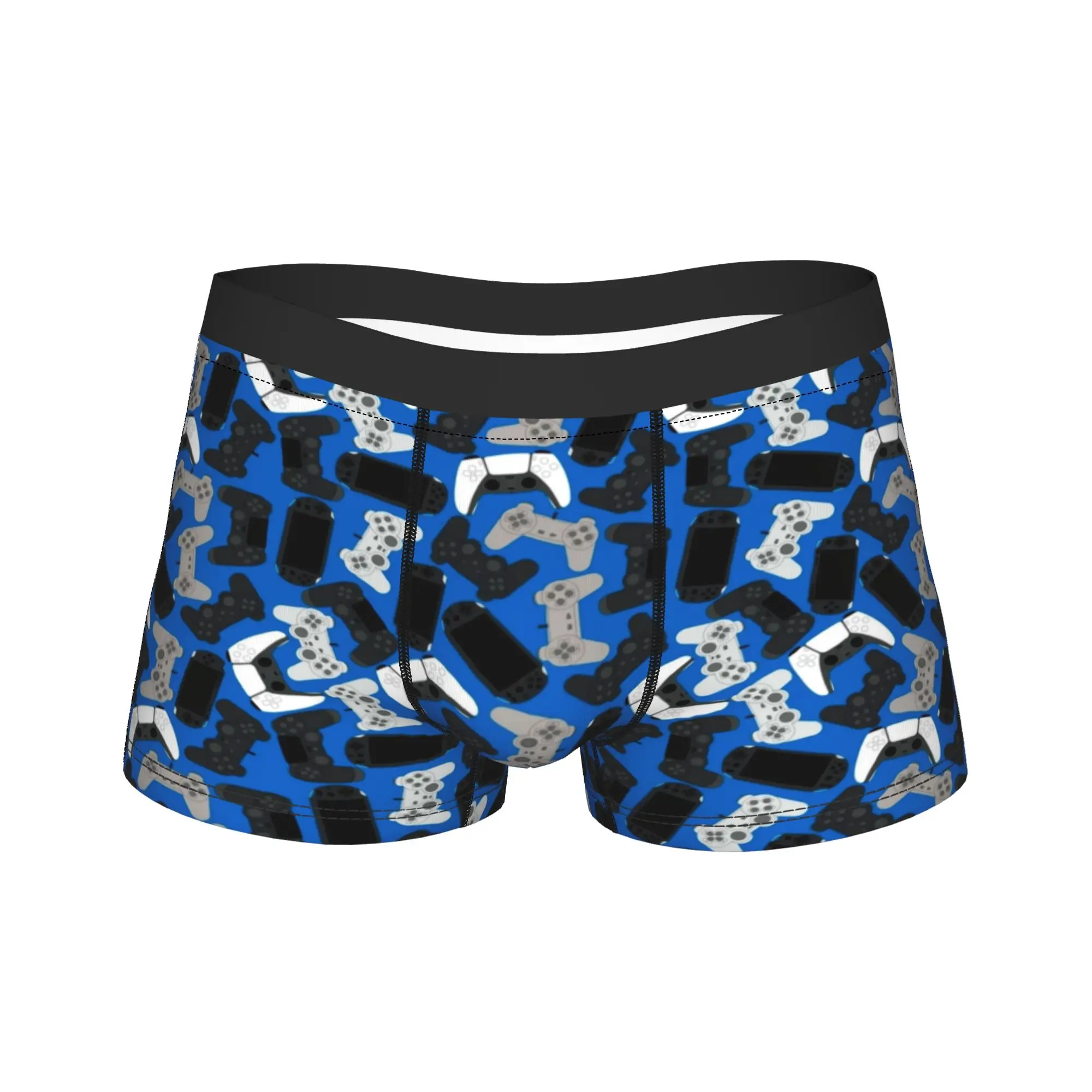 Men Game Controller Pattern Long Underwear  Humor Boxer Briefs Shorts Panties Male Breathable Underpants Plus Size