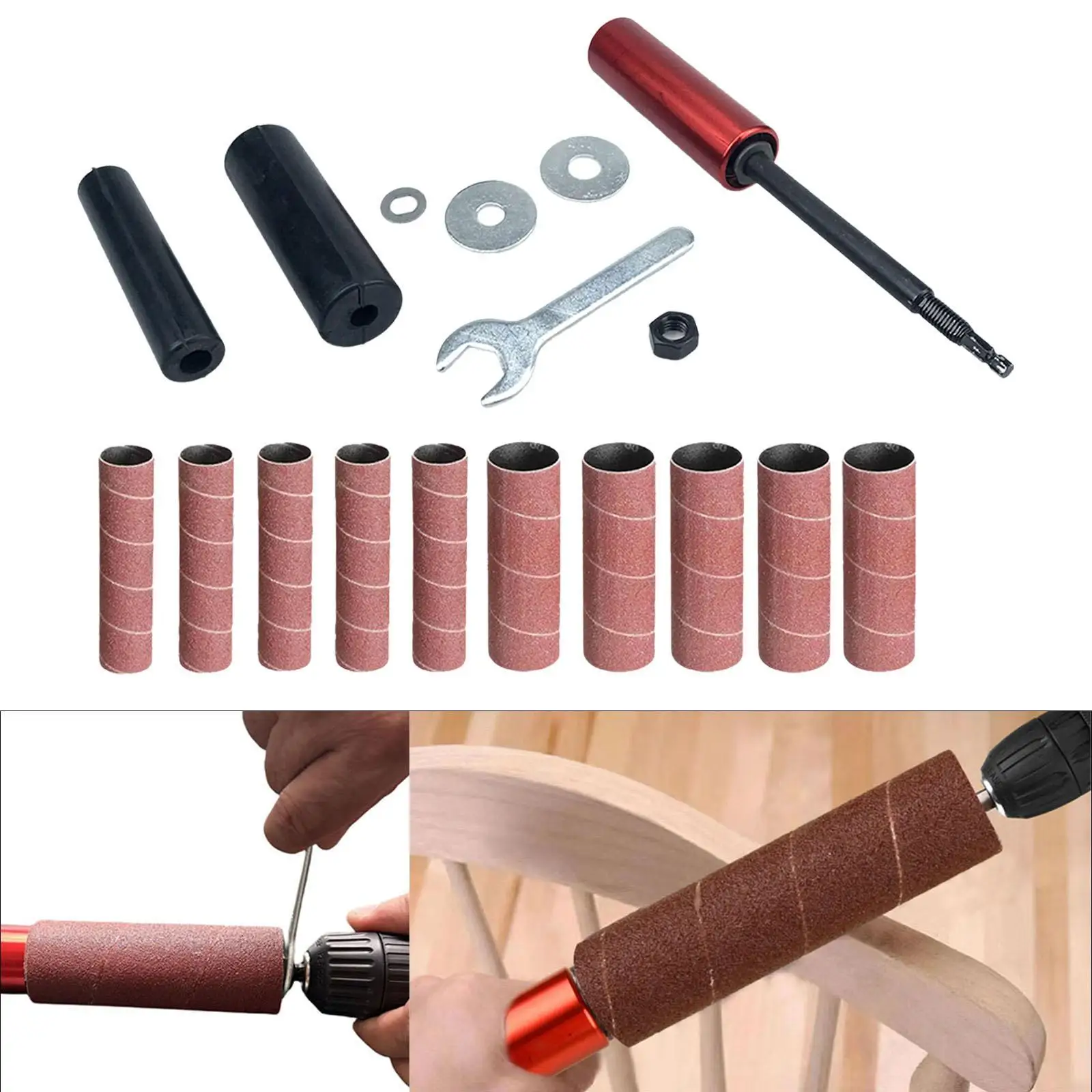 Rubber Sanding Drums Kit Sanding Sleeves Tools Kit Easy Installation Rubber Sleeves Spindle Sander Adapter for Contouring