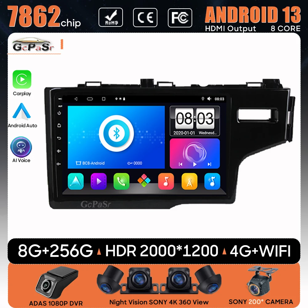 

Car Radio Android 13 For Honda Jazz 3 2015 - 2020 GPS Navigation Auto Multimedia Player Video Stereo Screen Head No 2din 5G Wifi