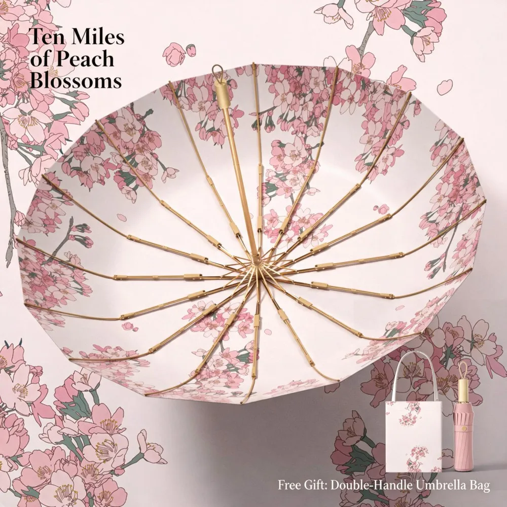 Bestselling 16‑rib colorful Gel Sun‑Protection Umbrella, UV‑Resistant, High‑Quality Illustrated Design, Excellent Outdoor Sun‑Shading Performance