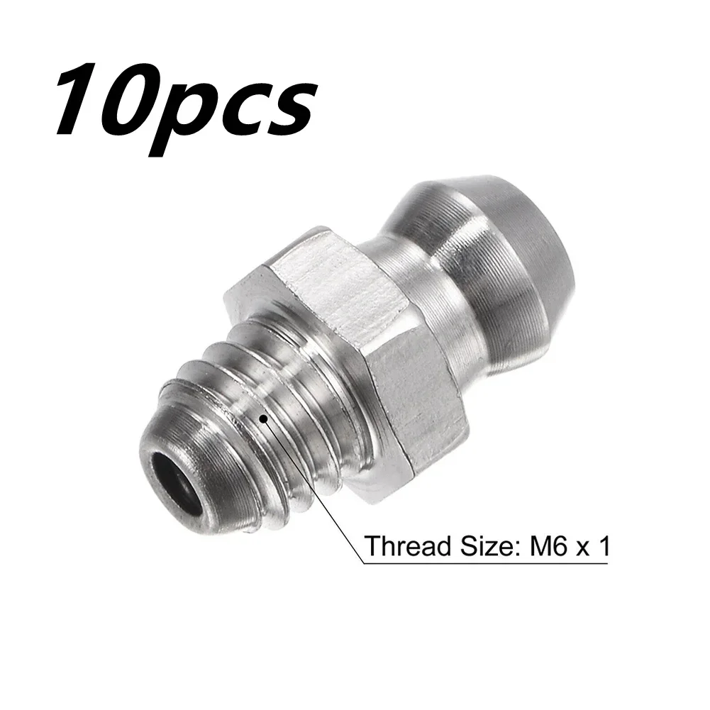 10/5Pc 201 Stainless Steel Straight Hydraulic Grease Fitting M6 X 1mm Thread Kit 14mm Height Grease Nipple Machine Tool Supplies