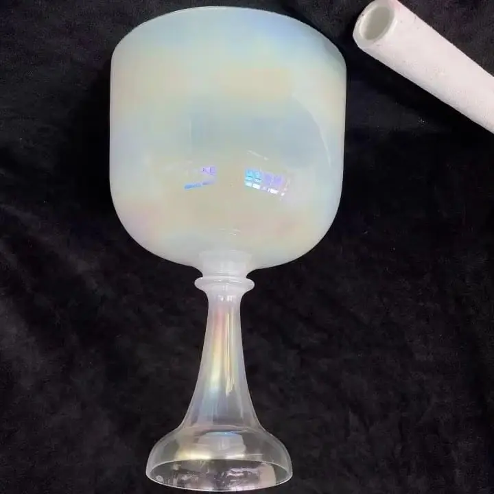 432Hz Crystal singing chalice milky white cosmic 4th octave E or F or other any musical note for chakra balancing music therapy.