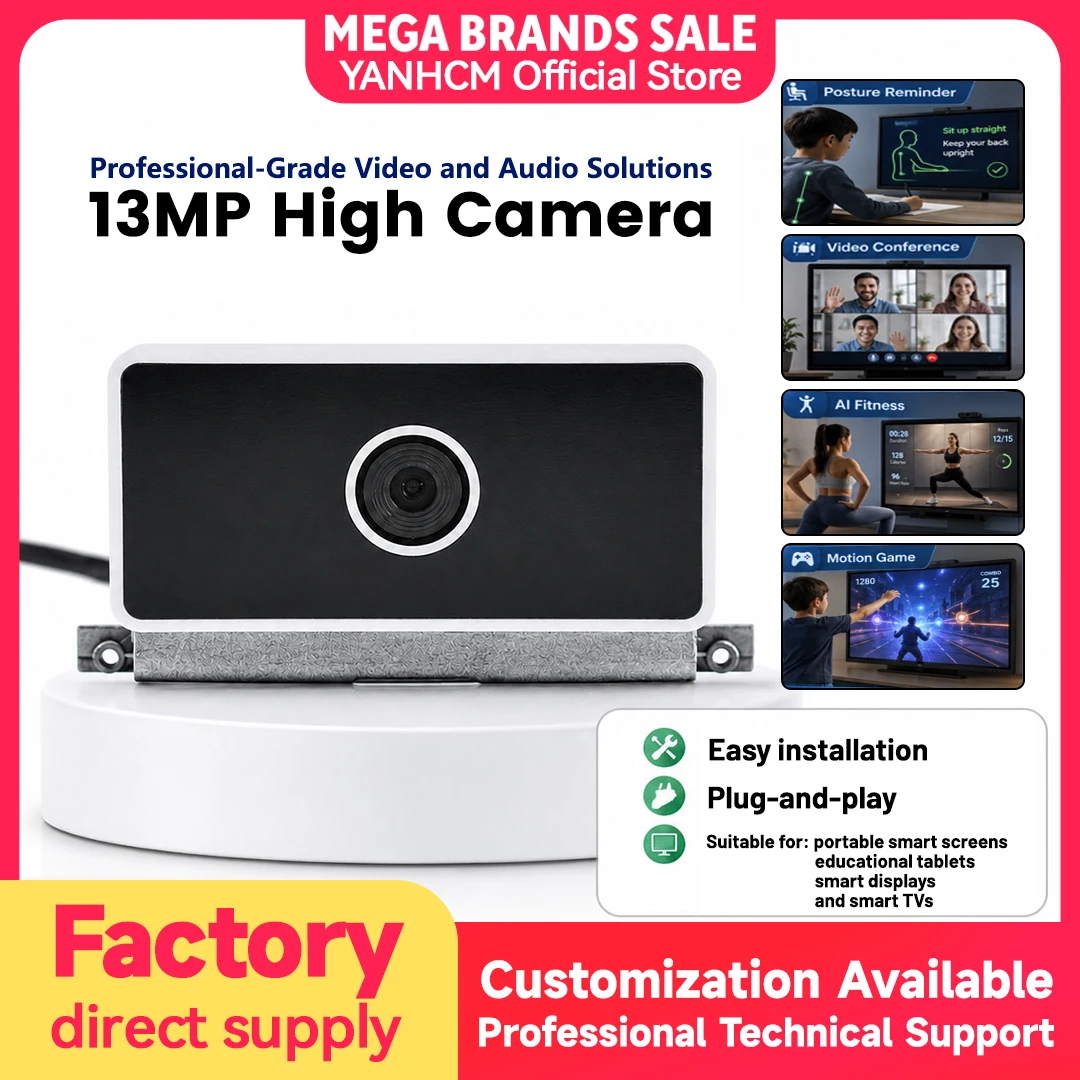 13MP Camera 2 Mic Magnetic Connection 1080P 4K 30FPS FF For Smart TV Smart Screen Portable Display Driver-free Plug and Play