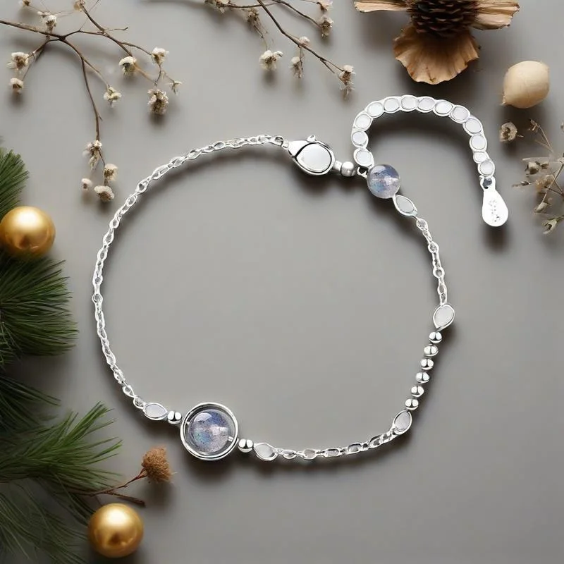 

Очаровательные браслеты из стерлингового серебра 925 пробы с круглым лунным камнем, регулируемые браслеты для женщин и девочек, юбилейные вечерние модные ювелирные изделия, подарки