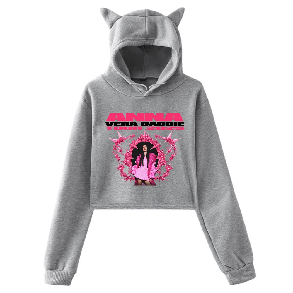 GF آنا بيبي فيرا بادي جولة هوديي آذان القط قمصان سويت شيرت بقلنسوة كم طويل المحاصيل الأعلى ملابس النساء الموضة #3