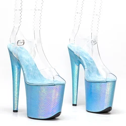 Leecabe-sandalias superiores de PVC para mujer, zapatos de tacón alto con plataforma para fiesta, pole dance, 20cm/ 8 pulgadas