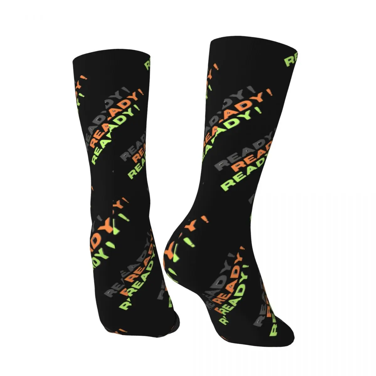 Crazy compression Colour Sock for Men Harajuku Ready To Race Seamless Pattern Crew Sock Novelty