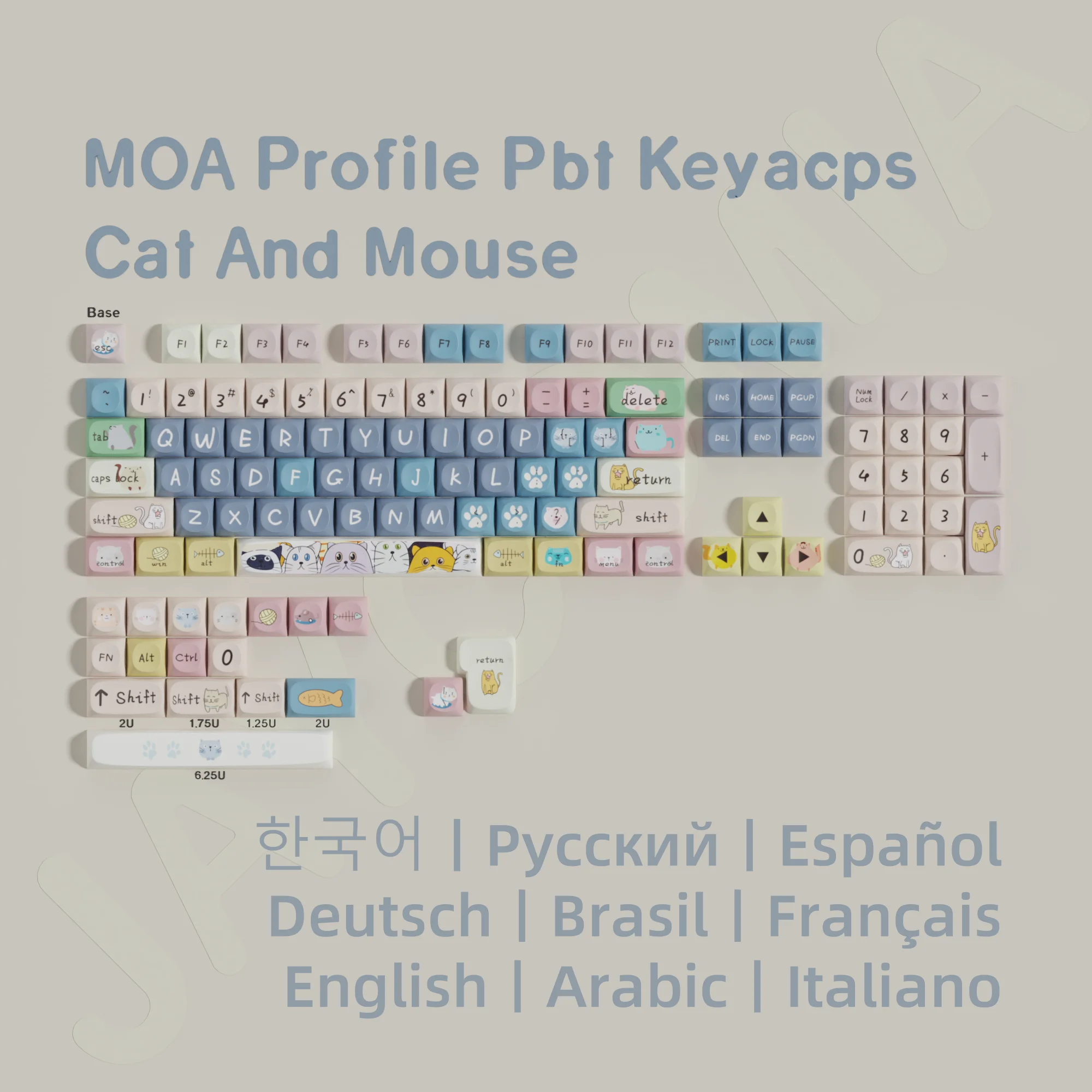 

MOA Profile PBT Keycaps Korean German Spansih Abnt2 Brazil Arabic ISO ANSI Layout Big Set Key Caps For Mechanical Keyboard 75 61