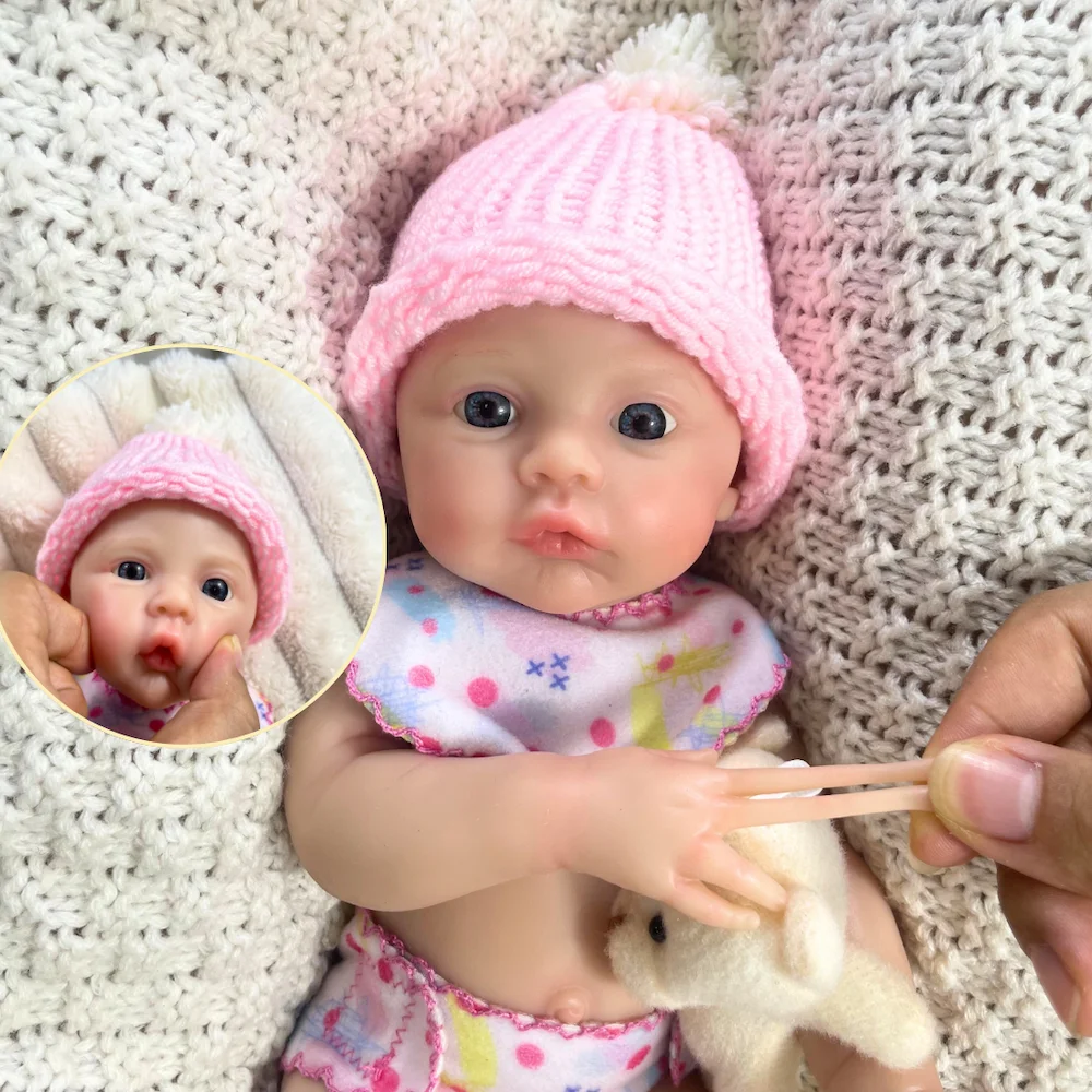 

13 Inch Mini Reborn Baby Doll Meadow Girl Full Solid Silicone Doll Washable Body Doll Silicone Toy Christmas Gift