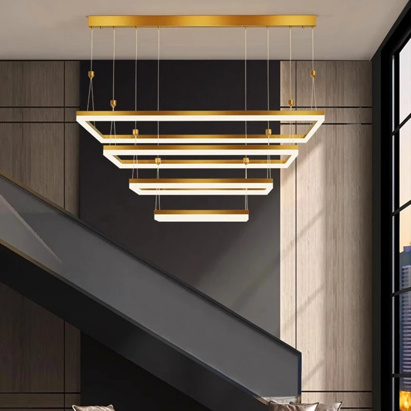 Modern Square frame Acrylic LED chandelier lustre ceiling Hardware Adjustable for Kitchen island bar
