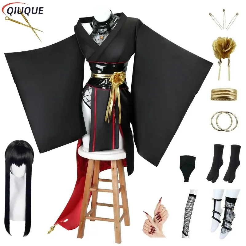 XT8Yor Forger Cosplay Kostüm Perücke Kleid Schwarz Kimono Yor Briar Kopfbedeckung Armband Requisiten Anime Halloween Party WomenXT6@!