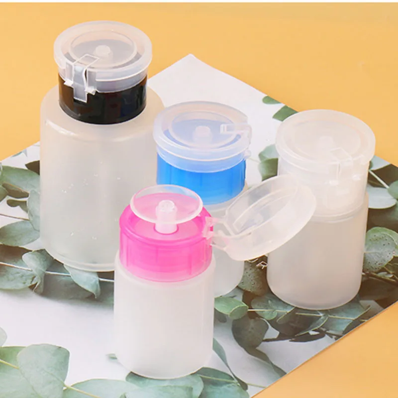60ml 180ml Nail Refillable Bottles Empty Pump Dispenser Nail Polish Remover Cleaner Pressure Pump Bottle Makeup Liquid Tool