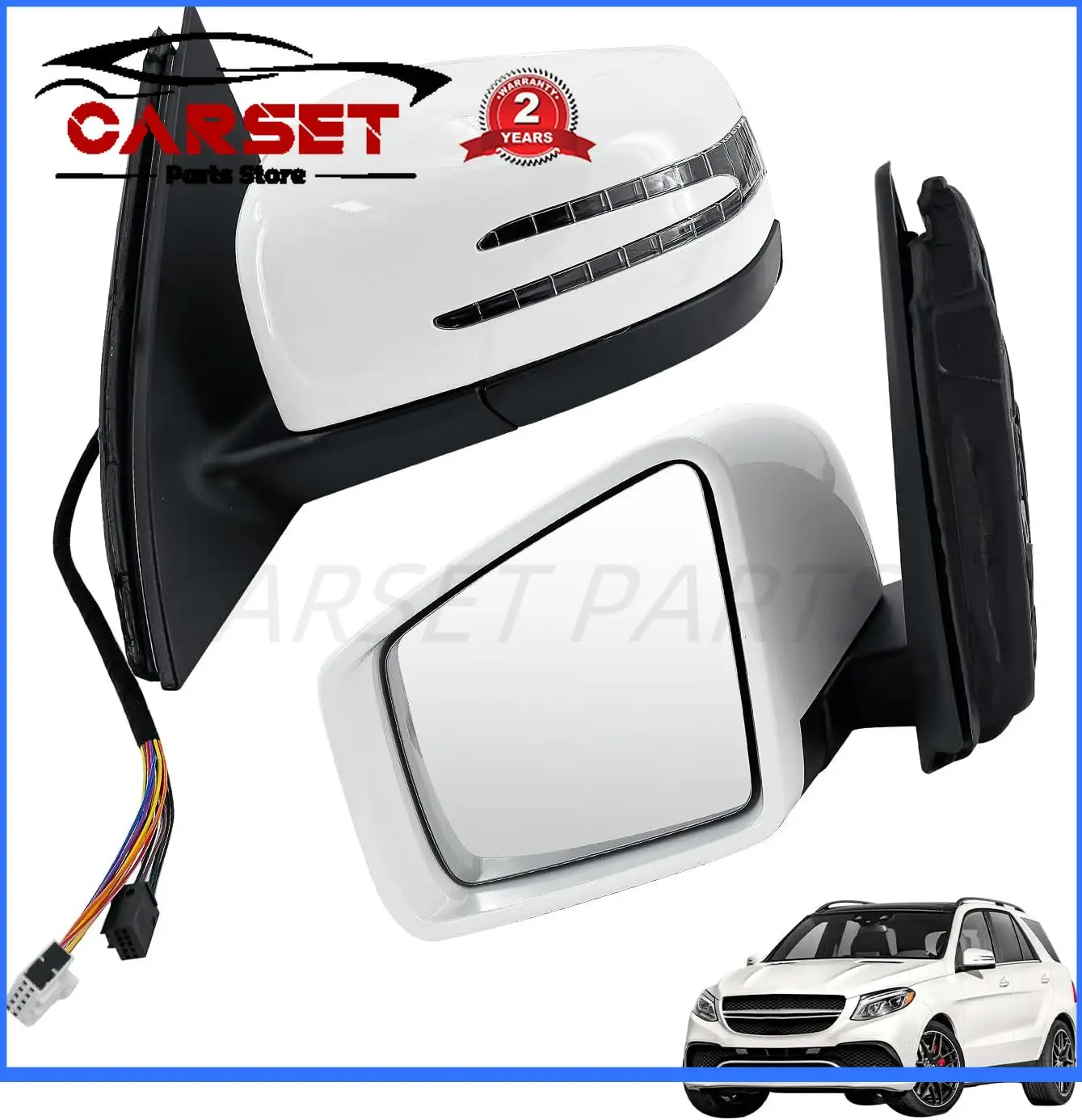 Black/White Rearview Mirror Left Right for Mercedes-Benz GLE W166 GLS X166,GL X166 2012-2019 1668100893 1668100793 1668100893