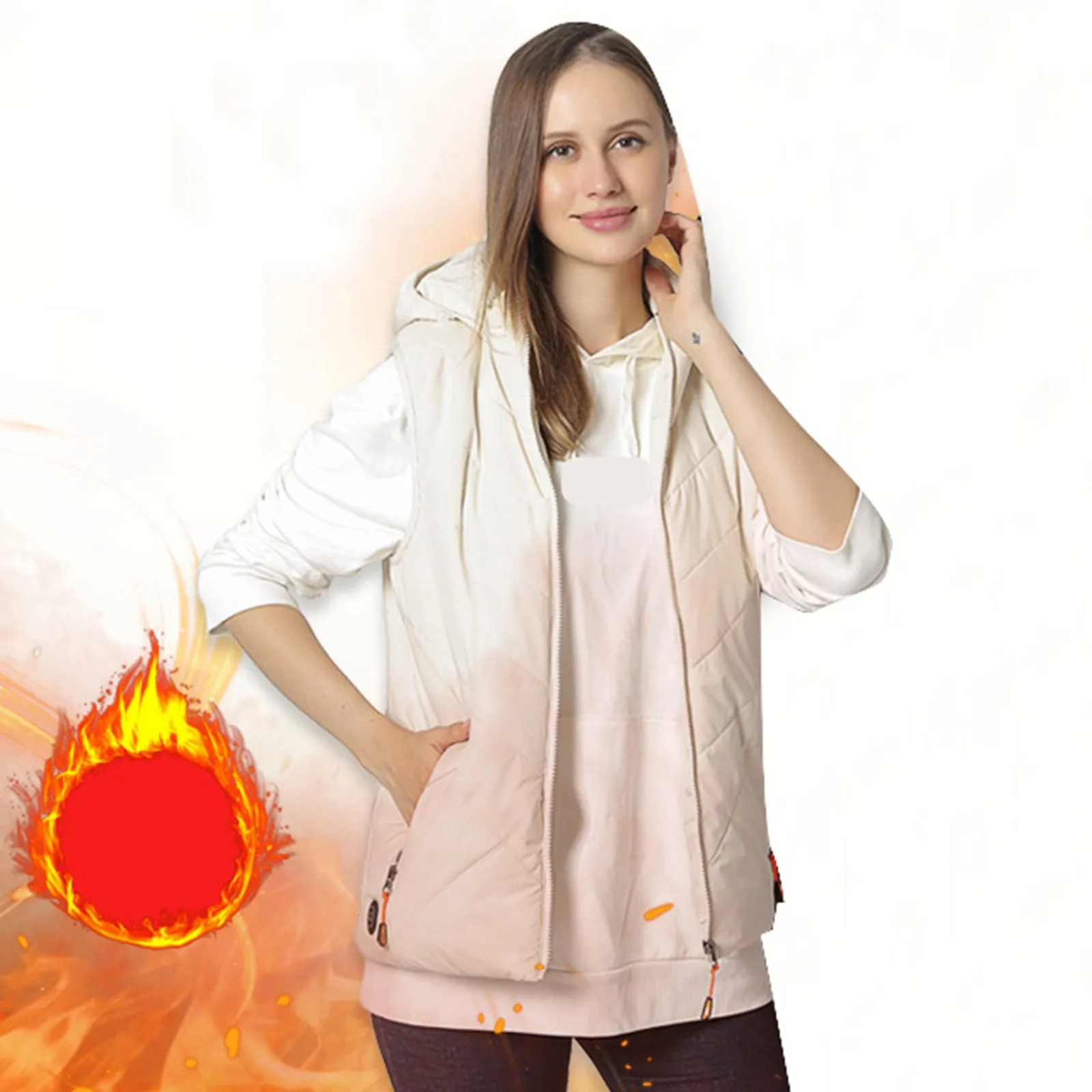 Chaleco de estilo corto liso para mujer, chaqueta de plumón acolchada de algodón sin mangas con cremallera y cuello levantado, Invierno