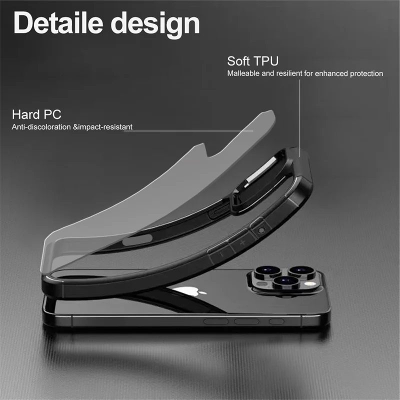 Luxe Schokbestendig Bumper Armor Transparant Case Voor iPhone 16 15 14 Plus 13 12 11 Pro Max X XS XR Zacht Frame Hard Acryl Cover