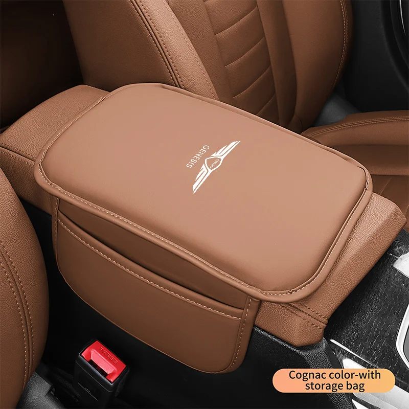 

PU Leather Car Armrest Mat Auto Center Console Arm Rest Protector Cushion Cover For GENESIS Coupe G70 G80 GV60 G90 GV70 GV80 EV