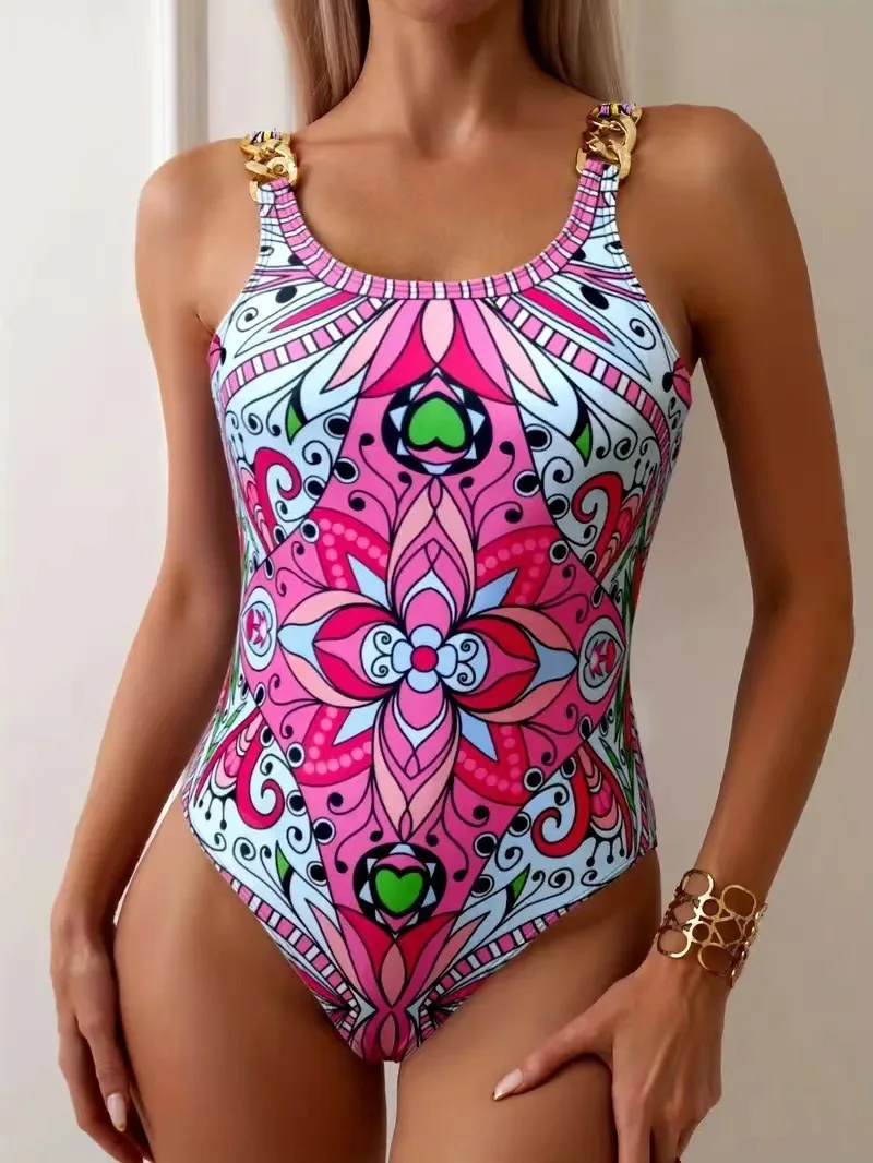 Striped Women One Piece Swimsuit High Quality Swimwear Printed Push Up Monokini Summer Bathing Suit Tropical Bodysuit Female