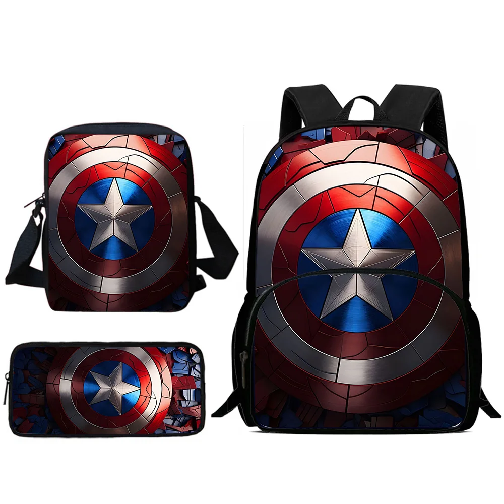 Child Backpacks Captains America Shoulder Bag Pencil Case Pupil Large Capacity School Bags for Boys Girls Best Gift