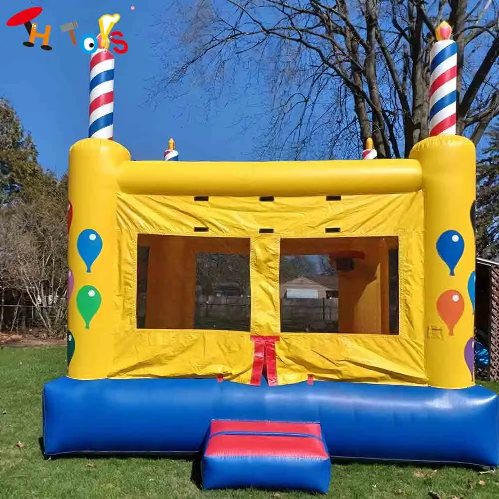 

Free Air Shipping 13*13FT Birthday Cake Inflatable Bouncer Custom Made Air Bouncy Castle for Children Party Rental