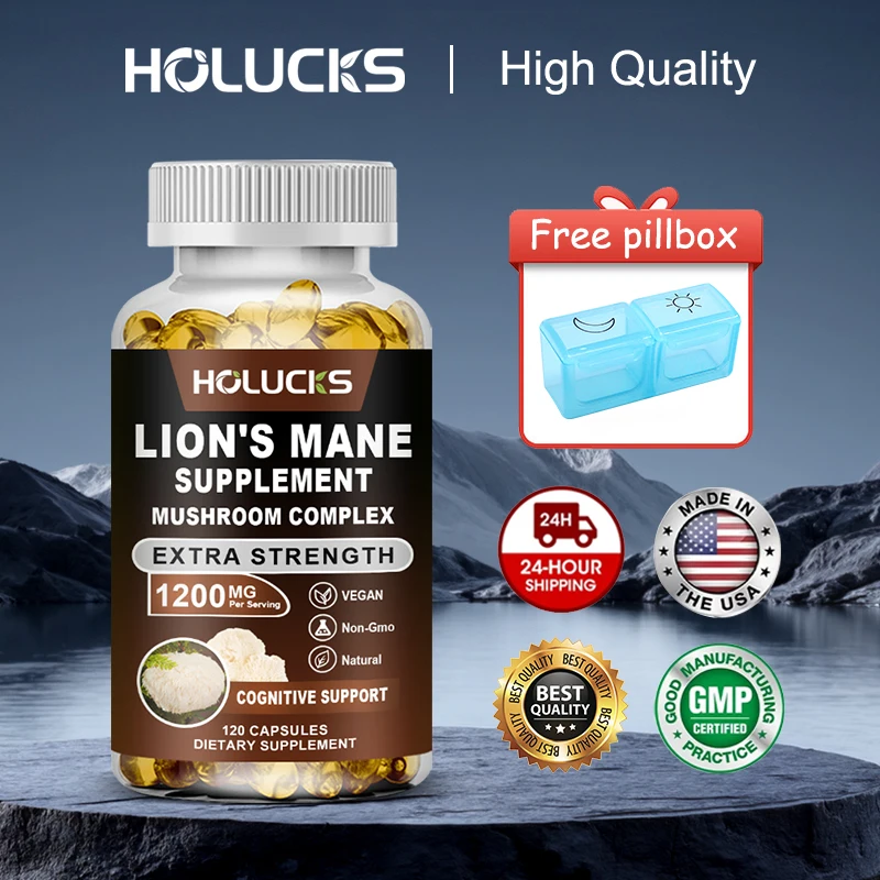 

Organic Lion's Mane Mushroom Extract Capsules, Support Memory & Concentration, Brain Fog, ADHD & Healthy Aging, Men & Women