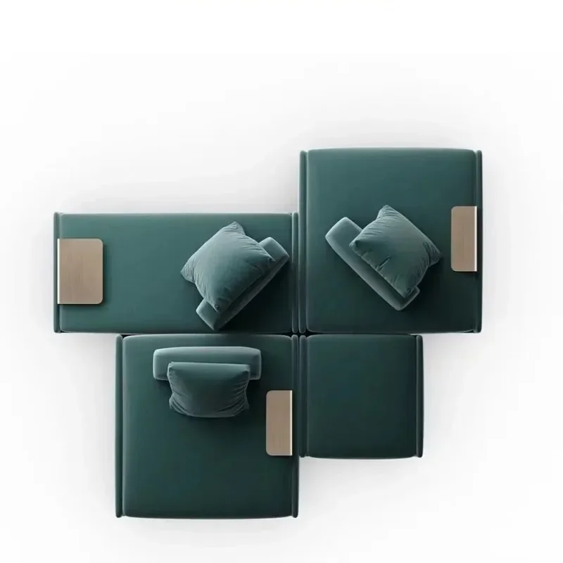 

Italian double-sided sofa bed with no armrests and no backrest, velvet cloth sofa bed, mobile pier, princess position