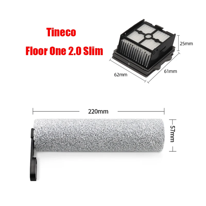 Piezas de cepillo inalámbrico para aspiradora TINECO Floor One 2,0, accesorios de aspiradora de mano delgada, cepillo de rodillo suave en seco y húmedo, filtro Hepa