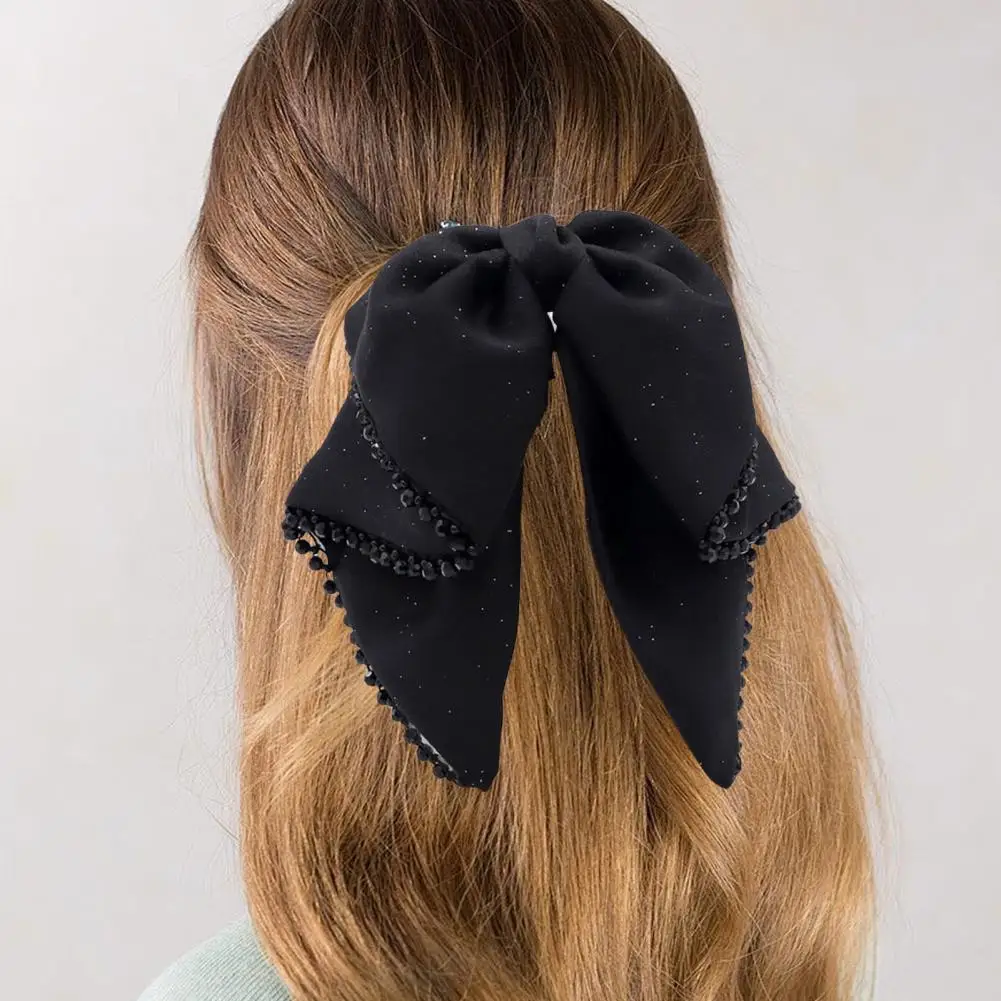 

Non Slip Bowknot Clip Black Ribbon Bow Hair Claw Clip For Women With Long Thick Or Thin Hair Non Slip Strong Hold Hair Accessory